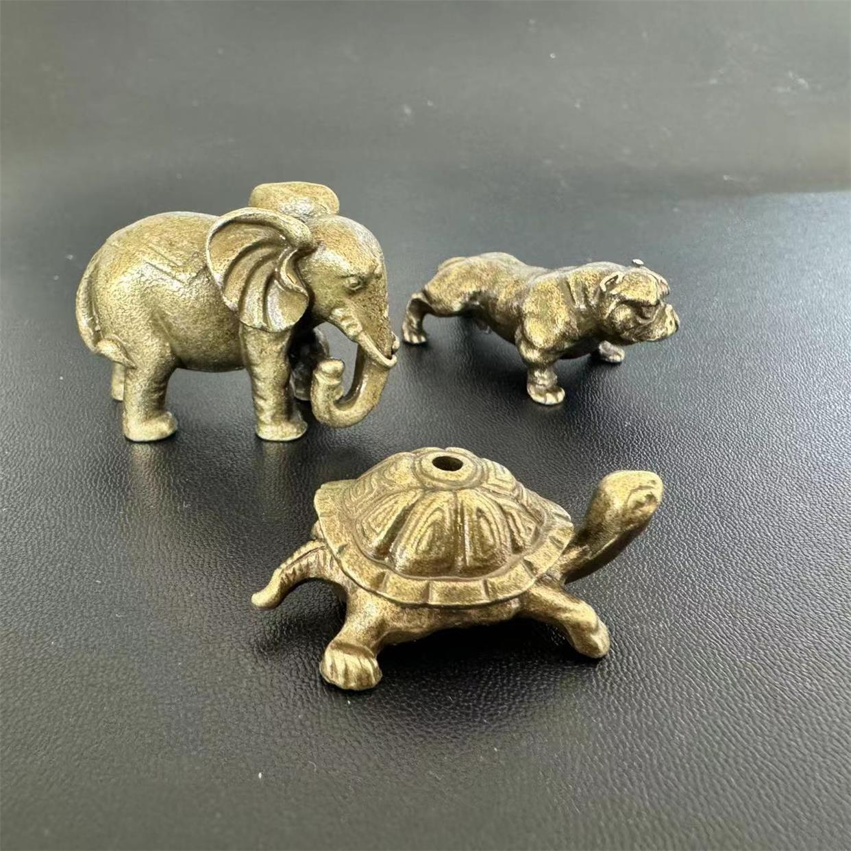 森舍仿铜福财小象摆件香插钥匙雕工艺品办公桌茶宠装饰摆件