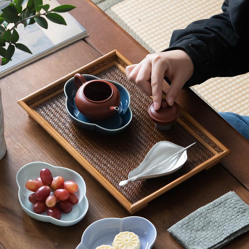 陶瓷小果盘家用精致茶点心盘古风中式订婚糕点摆盘茶道干泡壶承盘