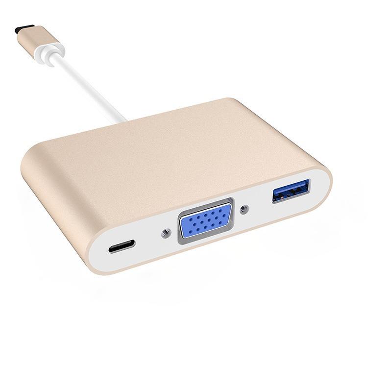 type-c转VGA 1080p 60Hz usb3.0 pd充电手机电脑三合一视频转换器定制