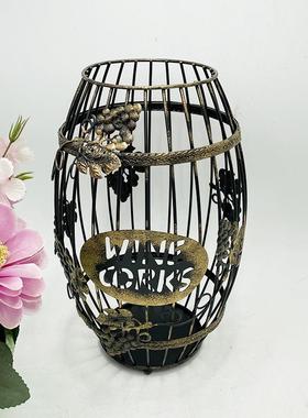 厂家直销红酒塞铁艺收纳筐厨房客厅收纳筐仿古北欧风格工艺品摆件