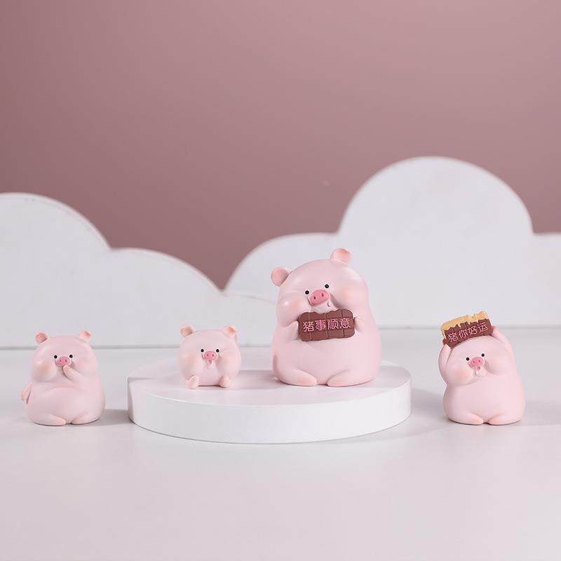 树脂小摆件创意家居客厅桌面装饰公仔轻奢摆件卡通装饰猪囡囡定制