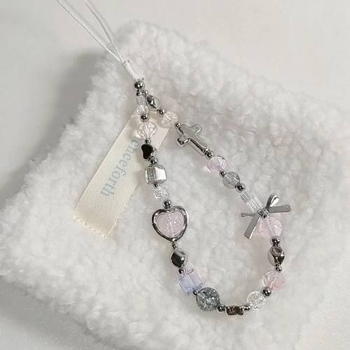 原创冷淡风Y2K串珠手机链ccd挂绳少女高颜值相机防丢绳钥匙扣挂件