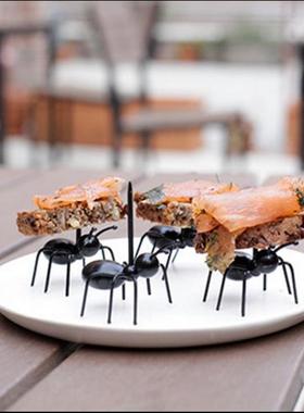 新品。。派对系列蚂蚁牙签勤劳的马蚁水果叉一盒12只叉子套装定制