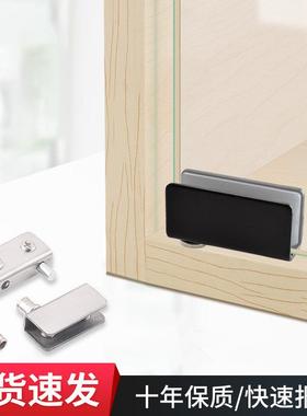 不锈钢玻璃合页黑色门铰链柜门上下转轴自动弹开免开孔转轴门夹定