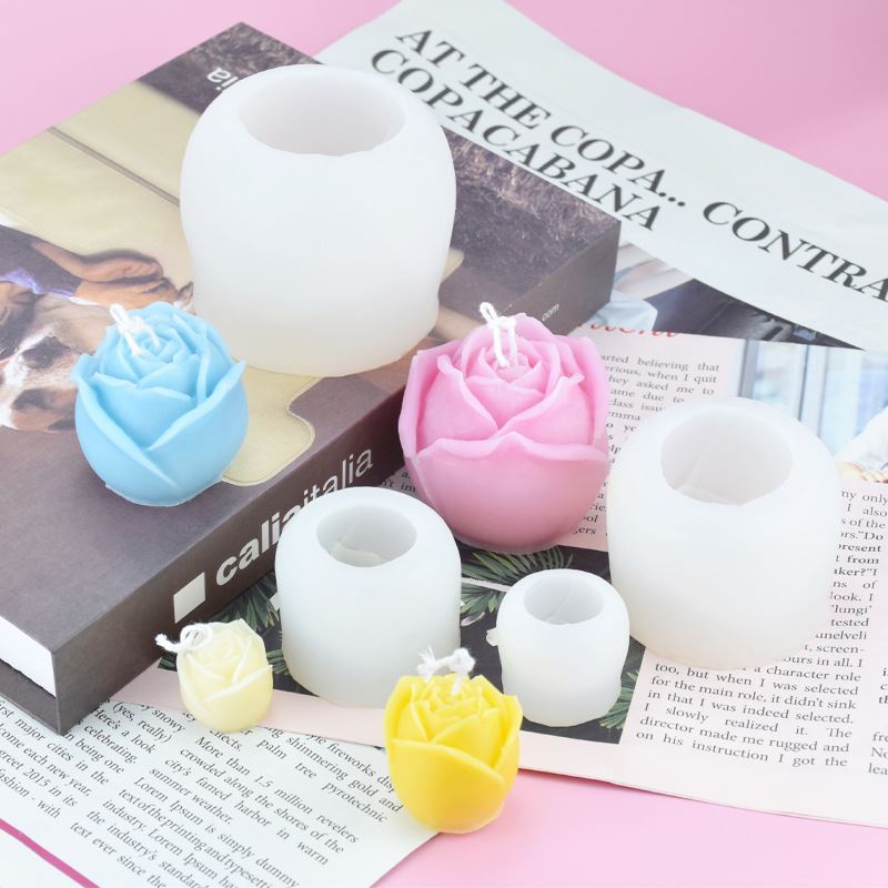 蜡烛香薰模具立体花苞玫瑰花硅胶模具石膏香薰摆件翻糖工具