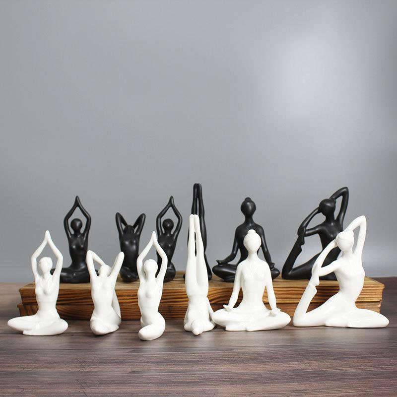 创意瑜伽陶瓷摆件人物抽象艺术桌面摆件陶瓷装饰品摆件陶瓷工艺品