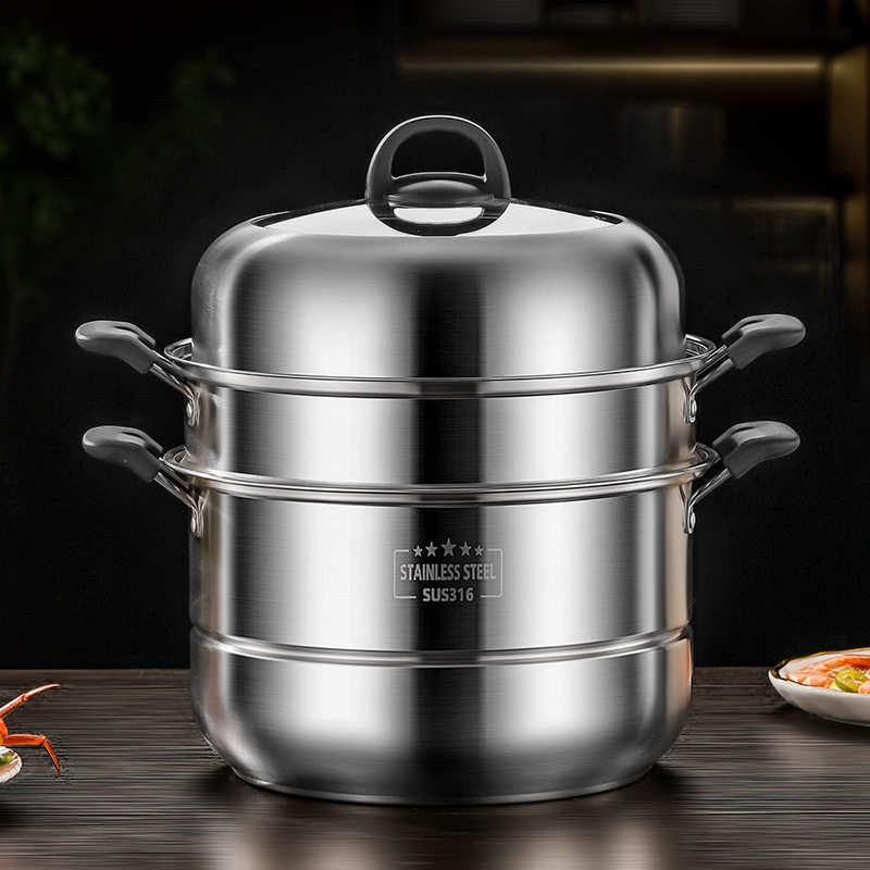 蒸锅多功能不锈钢加厚蒸笼多层家用笼屉煮炖大容量电磁炉煤气专用