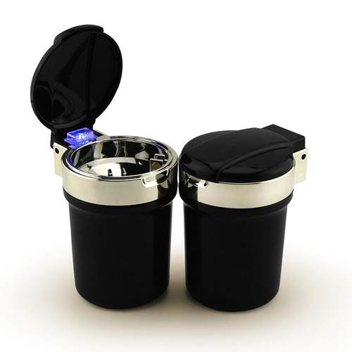 车用烟灰缸车载带LED烟灰缸创意 多功能通用烟灰缸带LOGO汽车用品