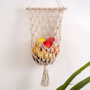 手工编织挂毯厨房水果网兜花篮墙壁装饰花店装饰创意干花DIY插花