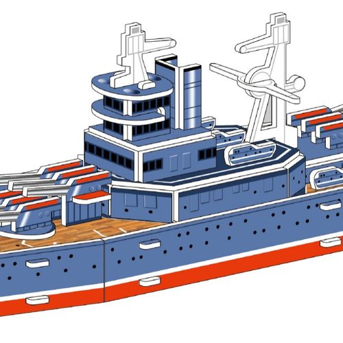 年新款儿童立体拼图DIY手工制作男孩船模型益智玩具 战略舰