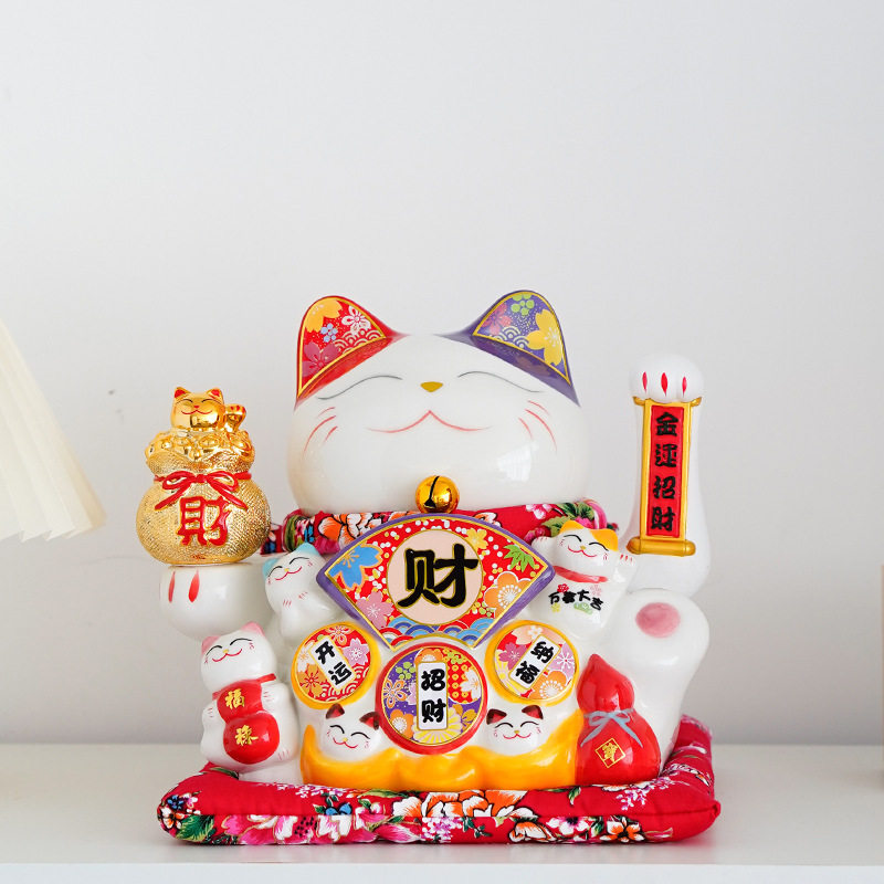 招财猫大号摆件店铺开业电动摇手大号日本陶瓷创意礼品收银台摆件