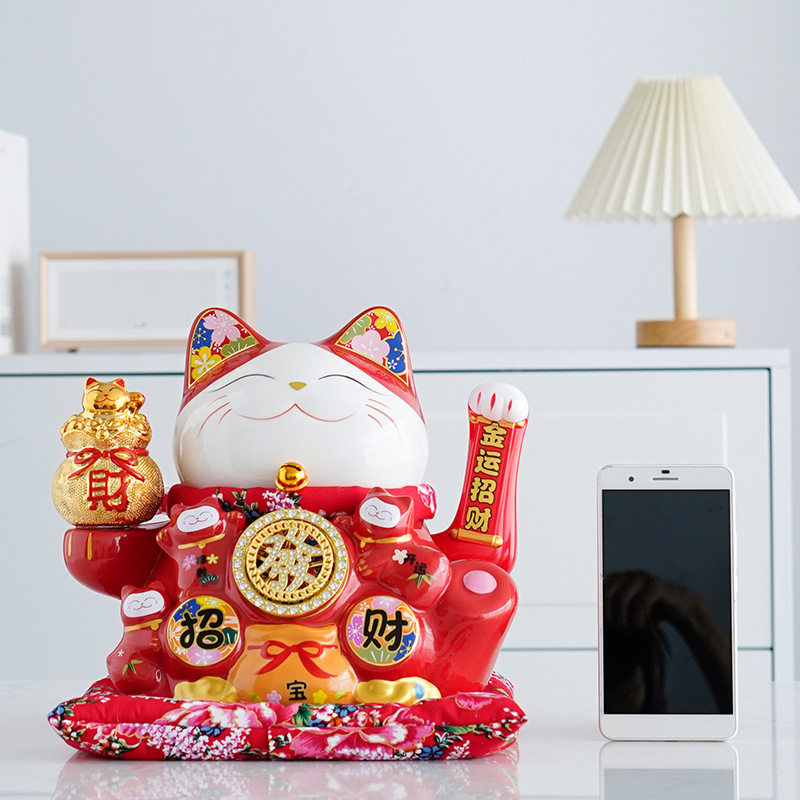 招财猫大号摆件店铺开业电动摇手大号日本陶瓷创意礼品收银台摆件