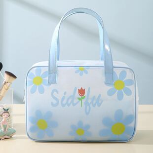 小清新化妆包半透明pvc防水洗漱包旅行便携洗浴袋衣物手提收纳袋