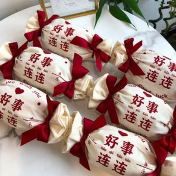 好事连连结婚喜糖中式礼品帆布袋 新年糖果棉布帆布包 手提袋