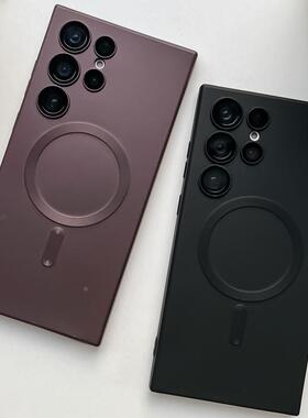 适用于S23ultra手机壳s22金属漆s21磁吸note20简约s23p软