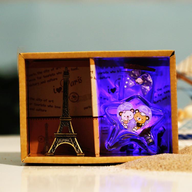 小塔闪光许愿瓶组合套装 木塞漂流瓶 创意桌面摆件心愿瓶生日礼定