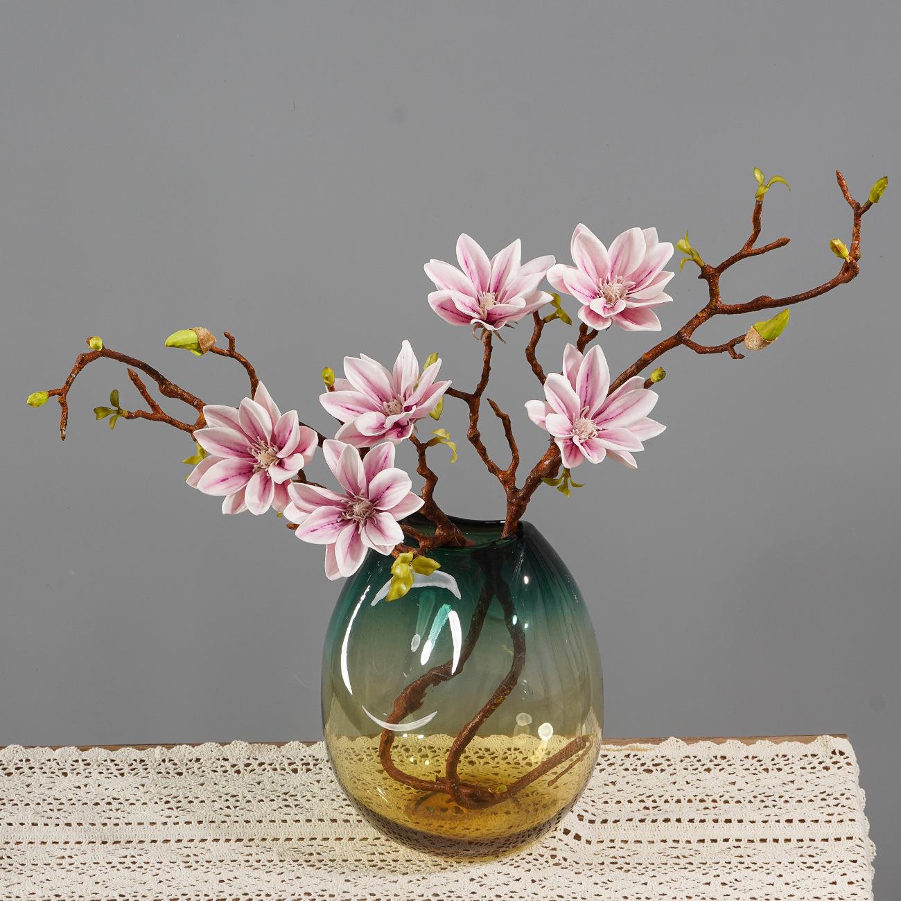 仿真花 香水莲 高级感玉兰花新中式假花禅意家居摆件商场美陈绢花