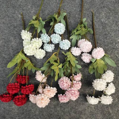 5头迷你乒乓球 仿真花乒乓菊蒲公英小草球绢花 假花家饰球菊定制