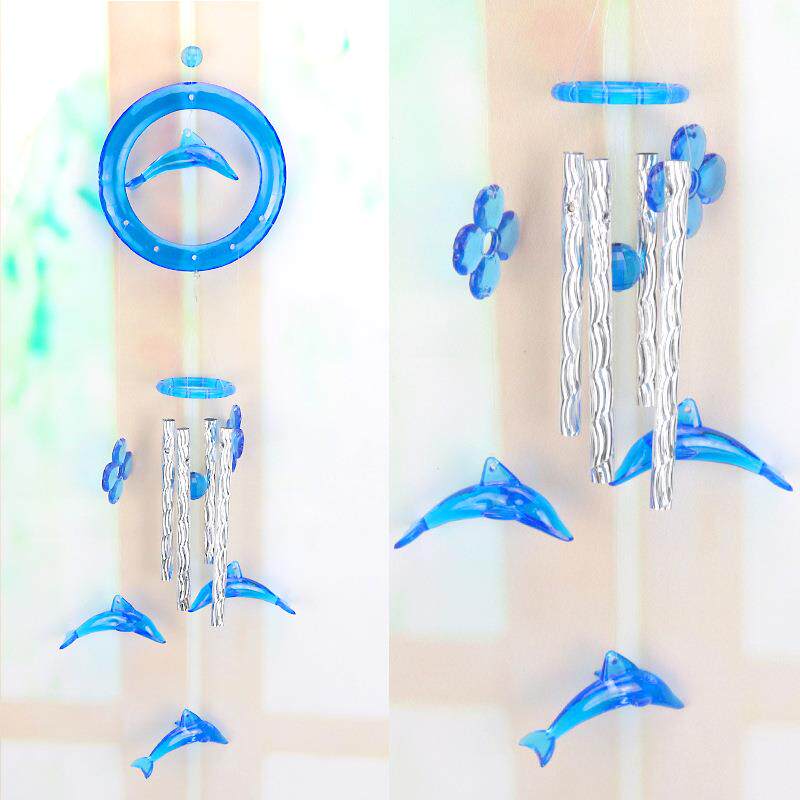 爱心桃心海豚装饰风铃挂饰亚克力铃铛礼品店货源店铺挂件吊饰礼物