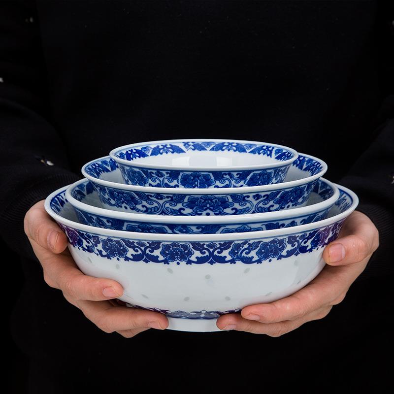 菜碗大汤面老式怀旧青花