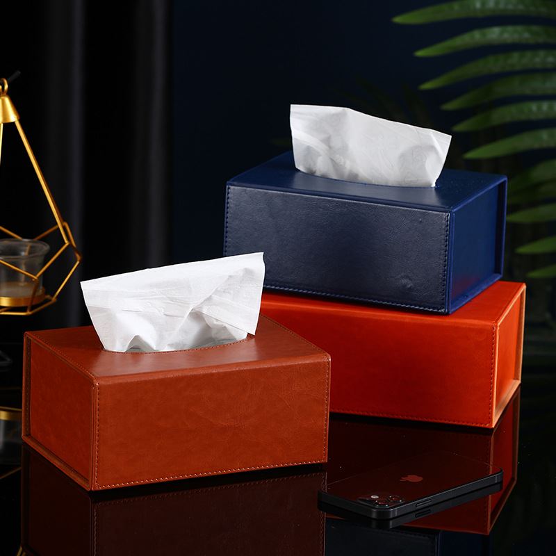外贸皮革纸巾盒宾馆酒店客厅抽纸盒家用卫生间一片式折叠纸巾盒