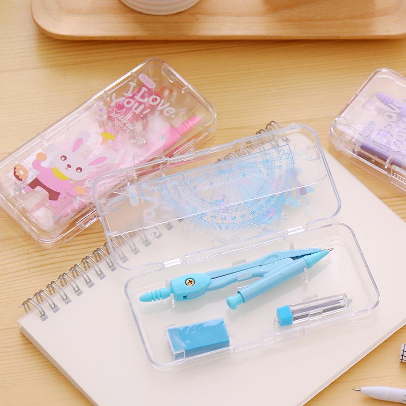 经典简约圆规尺子套装 清新儿童学生学习文具用品 绘图测量7件套定制