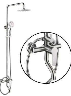 304不锈钢淋浴花洒套装卫生间冷热顶喷恒温浴缸花洒黑色镜光花洒