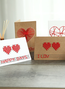 诞牛纸新I创心字圣意Y绣激光D卡雕贺皮爱年十卡片节贺纸卡