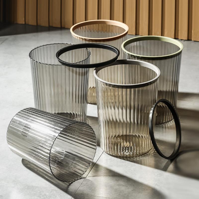 透明垃圾桶ins风轻奢创意压圈家用大号厨房厕所大容量无盖小纸篓