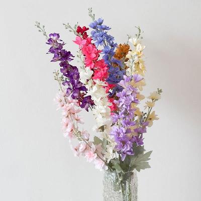 双叉植绒大飞燕仿真花婚庆婚礼装饰花风信子飞燕草挑高假花千代兰