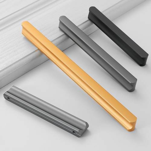 衣柜门加长拉手圆头柜子橱柜抽屉门把手黑色现代简约轻奢金色拉手