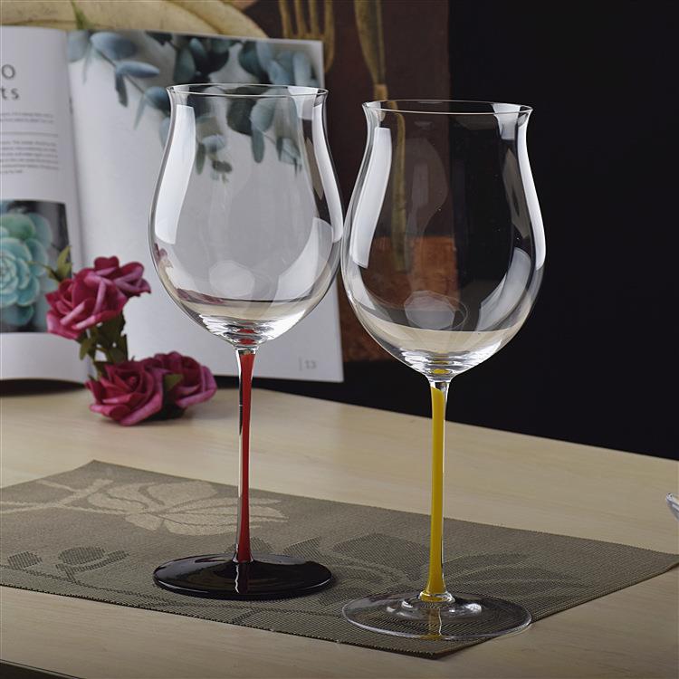 红酒杯波尔多香槟杯杯勃艮第杯彩杆杯彩色杯蓝杆杯定制
