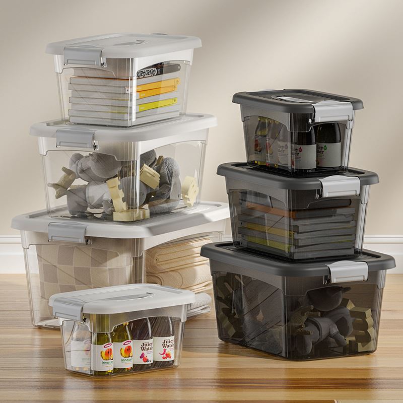 大号收纳箱塑料箱透明家用带盖衣服手提车载储物箱整理箱