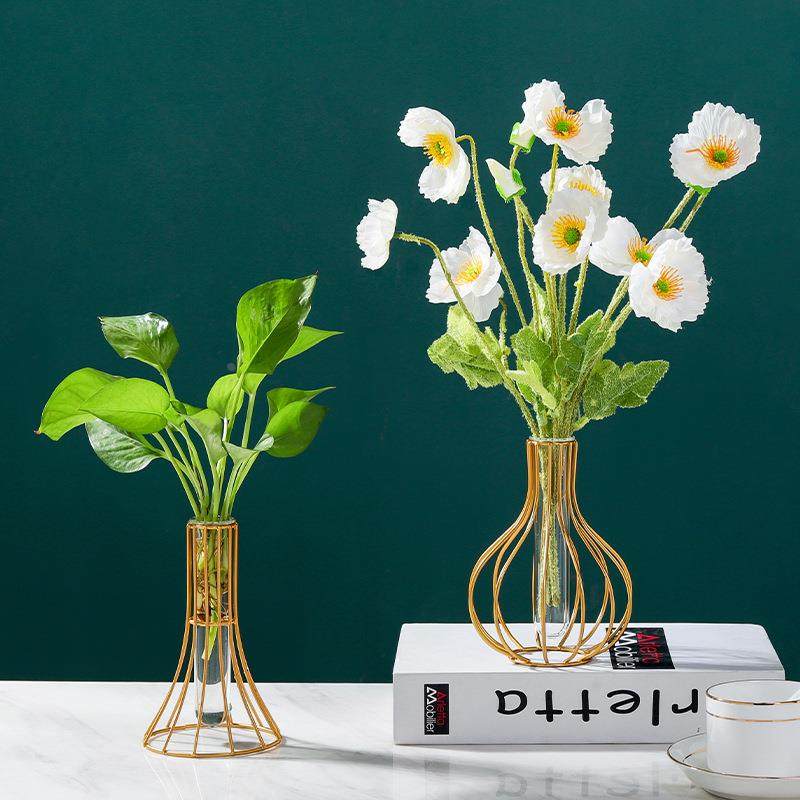 铁艺葫芦玻璃试管绿萝花瓶 水培绿植摆件养殖插花容器工艺品装饰