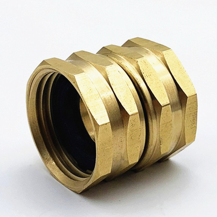 黄铜GHT3/4双向内牙接头 花园软管适配器 水管旋转连接器NH活接头