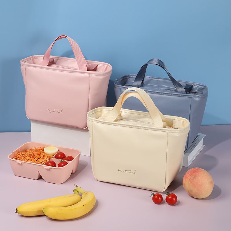 新款大容量pu保温包防水保温铝箔手提式饭盒袋子便当包午餐包