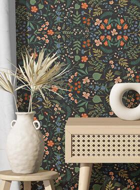 碎花自粘加厚壁纸虾皮热销 卧室改造贴纸PVC花卉墙纸wallpaper定