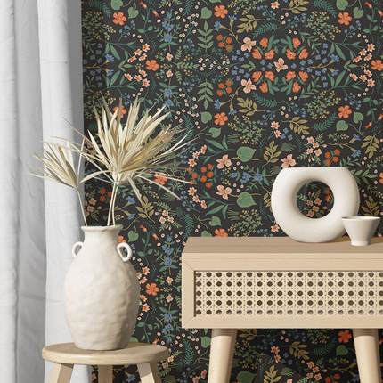 碎花自粘加厚壁纸虾皮热销 卧室改造贴纸PVC花卉墙纸wallpaper定