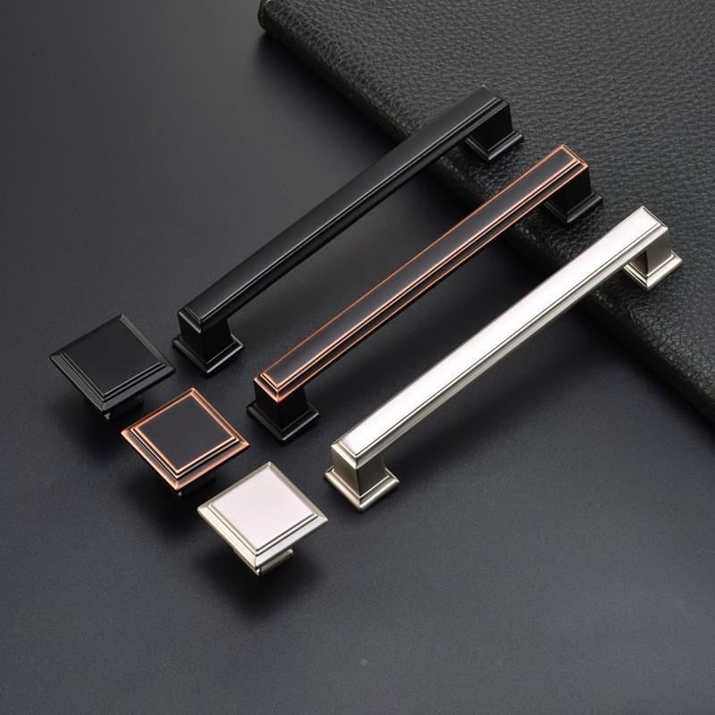 澳拉雅 复古拉丝简约门把手 衣柜橱柜抽屉黑色美式拉手定制