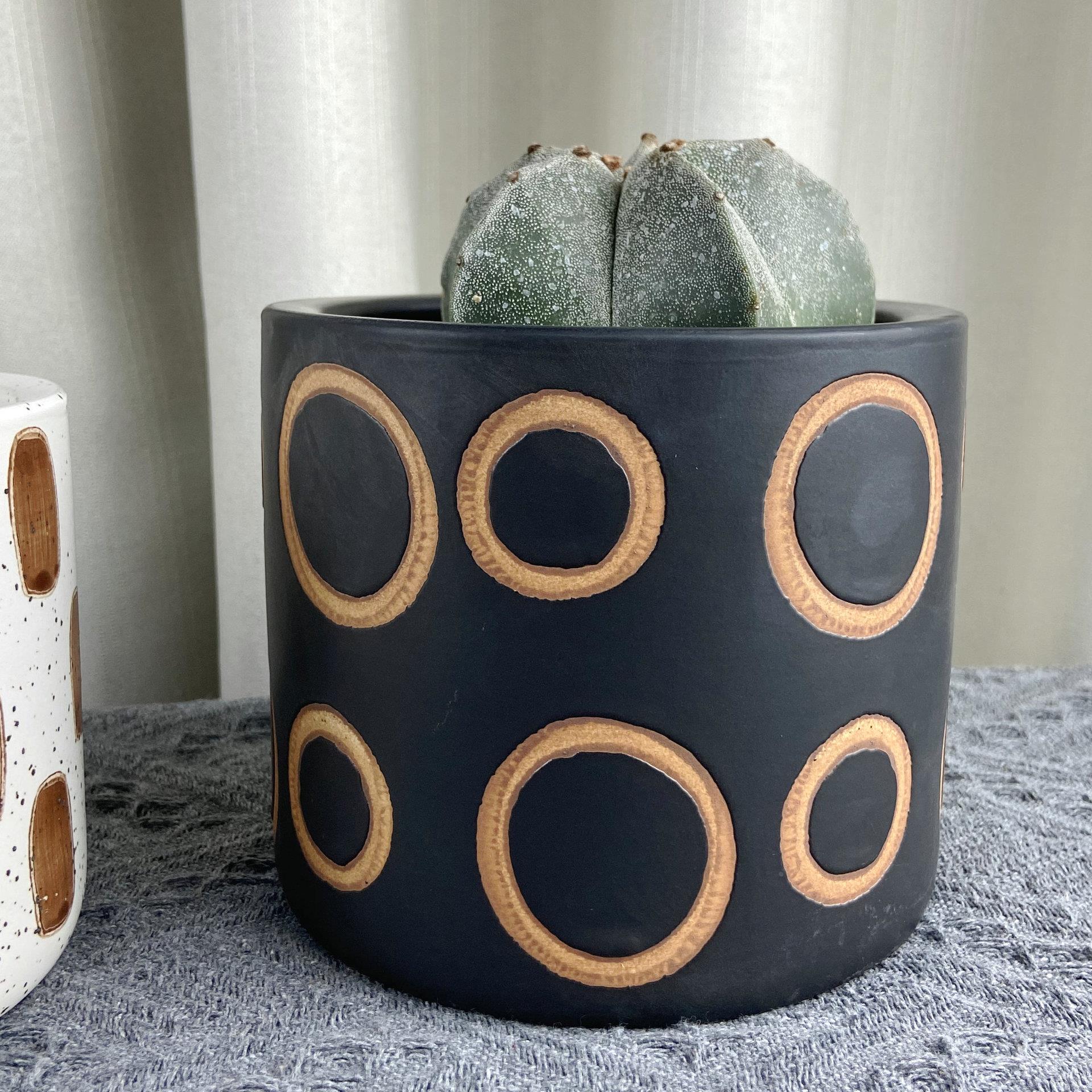 竹芋陶瓷花盆北欧桌面落地客厅简约ins风白色个性创意块根植物盆