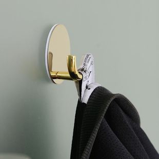 北欧创意黑色墙壁挂钩单个挂钩浴室金色粘钩免打孔毛巾服装衣帽钩