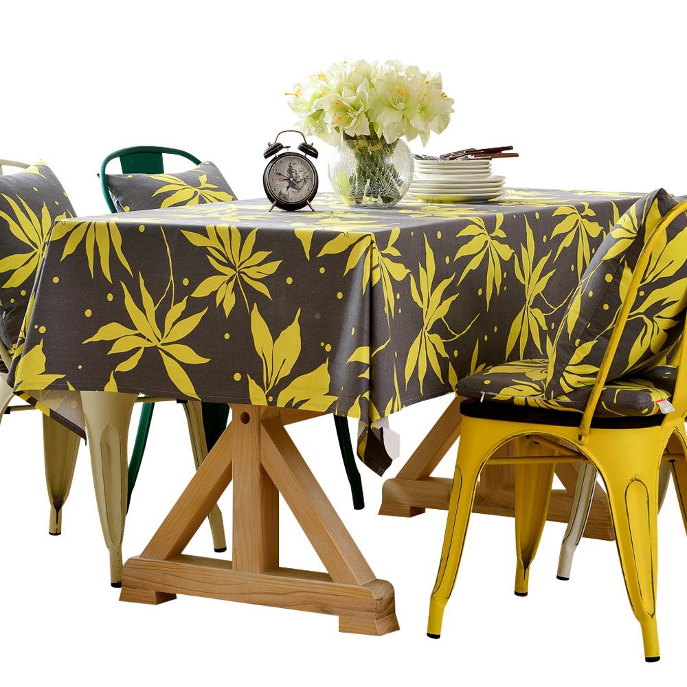 现货布艺餐桌布田园枫叶客厅家用棉茶几布台布长方形定制