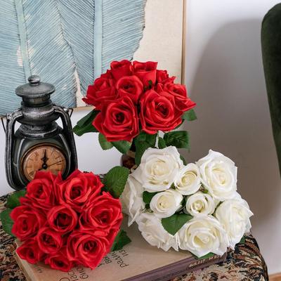 婚庆手捧花玫瑰花束销售假花厂家仿真花家庭装饰GF12504定制