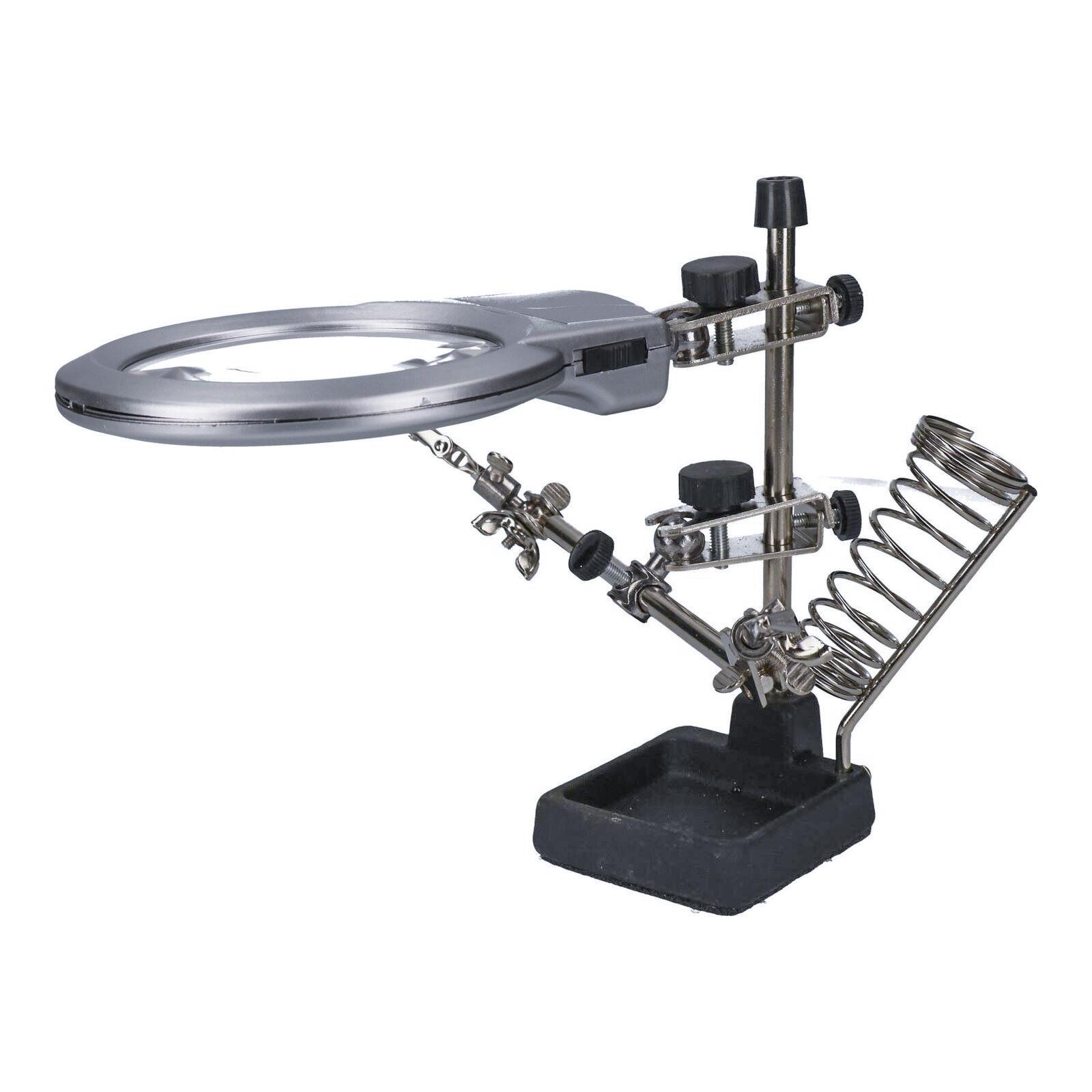 电烙铁 焊接工作台 维修辅助 85mm带灯带辅助夹放大镜 台式放大镜定制