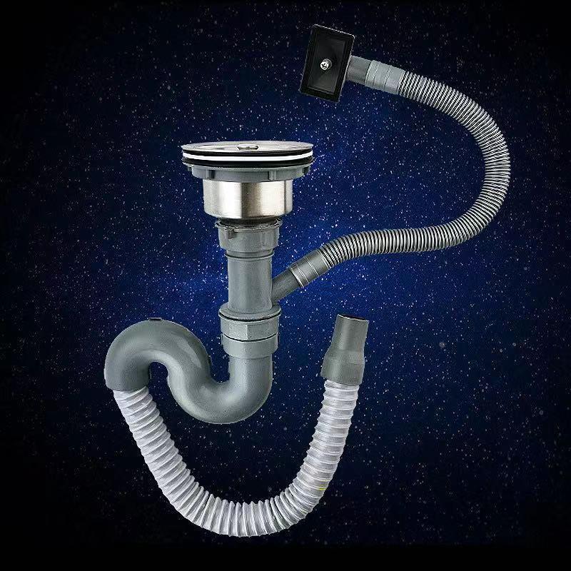 现货水槽单槽下水管防臭防堵溢水不锈钢水槽下水器洗菜盆下水定制
