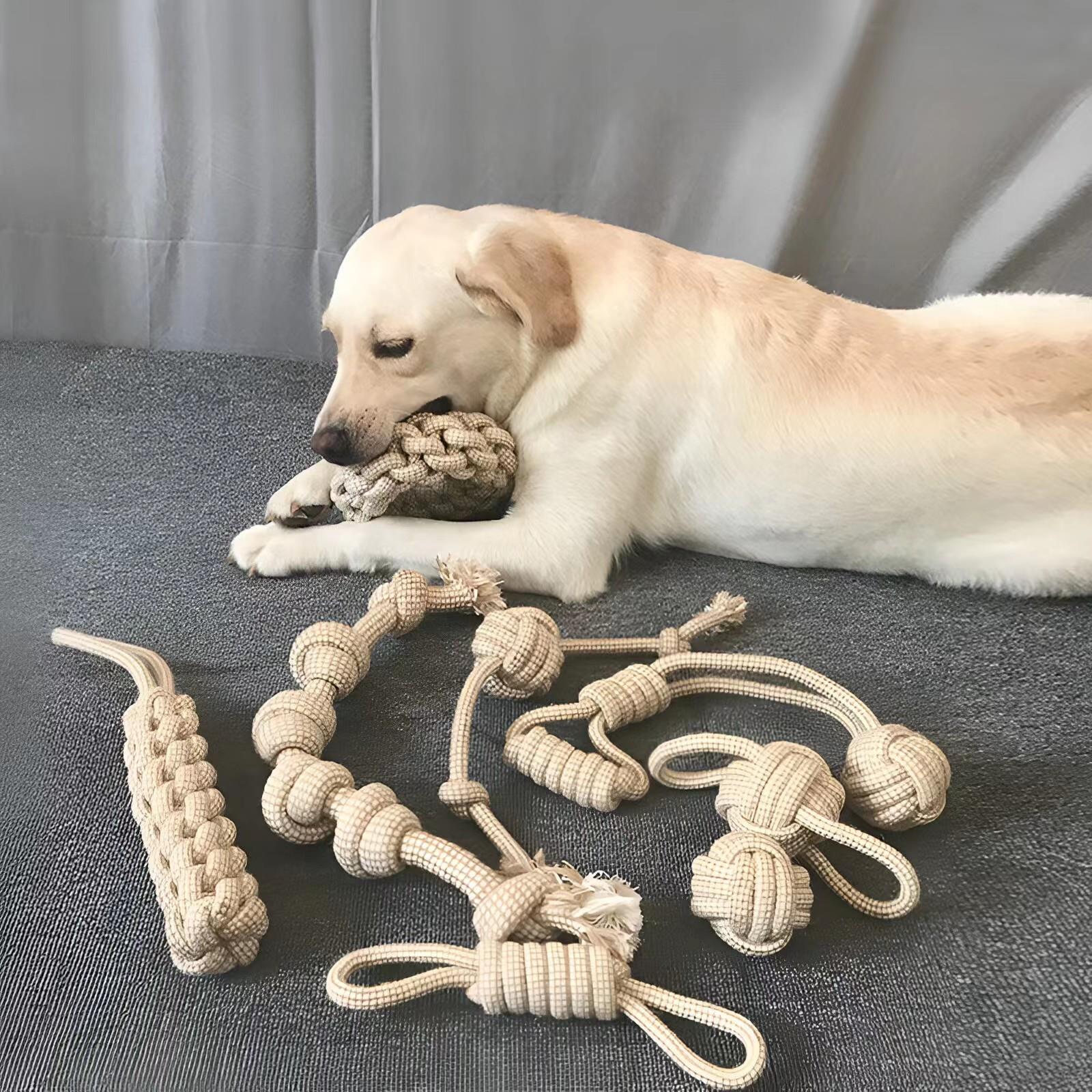 中大型犬麻绳玩具 狗狗玩具 耐咬磨结绳 宠物棉麻玩具球 磨牙玩具