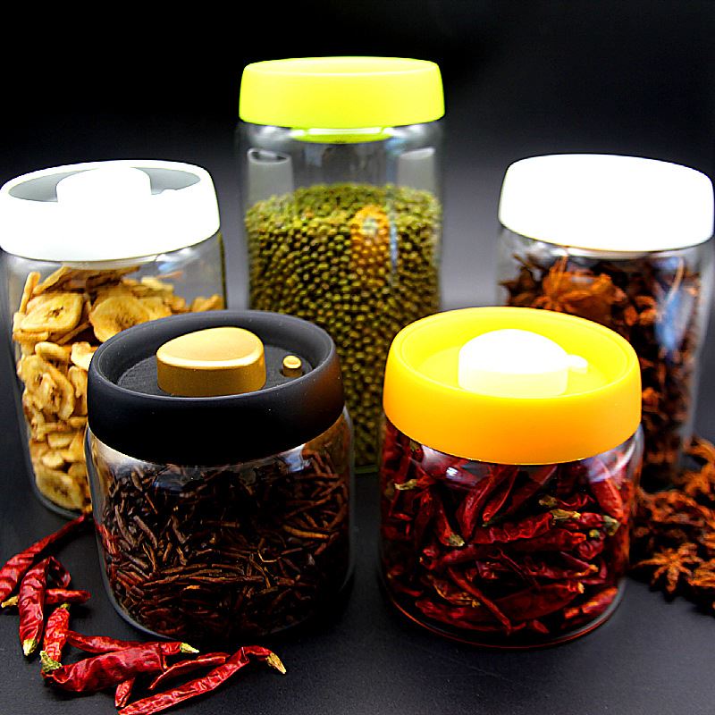 家用茶叶抽真空密封罐 厨房透明高硼硅五谷杂粮咖啡豆真空储物罐