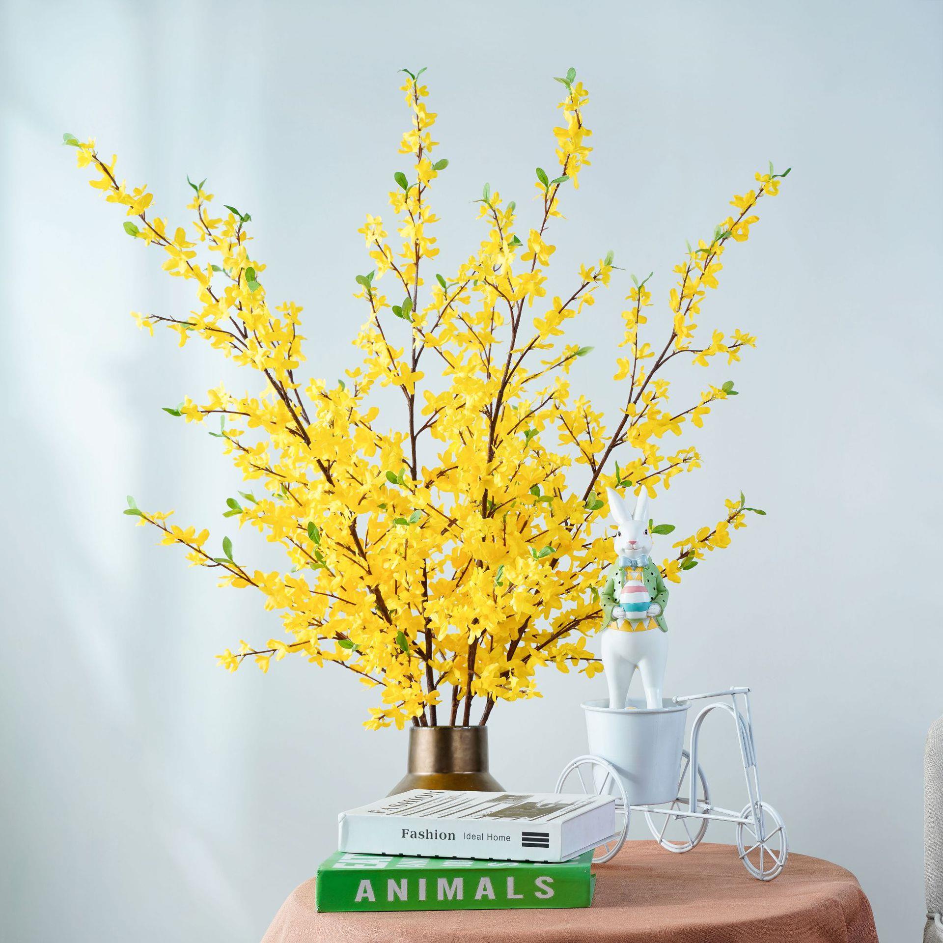 仿真花 迎春花 寸寸金新中式居家装饰仿真绿植黄色油菜花工厂定制