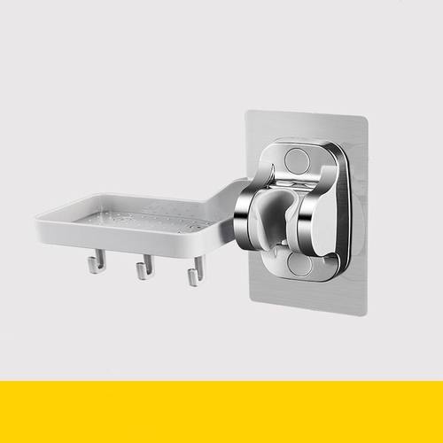 免打孔肥皂盒花洒支架带置物架可调节浴室莲蓬头固定底座彩盒包装