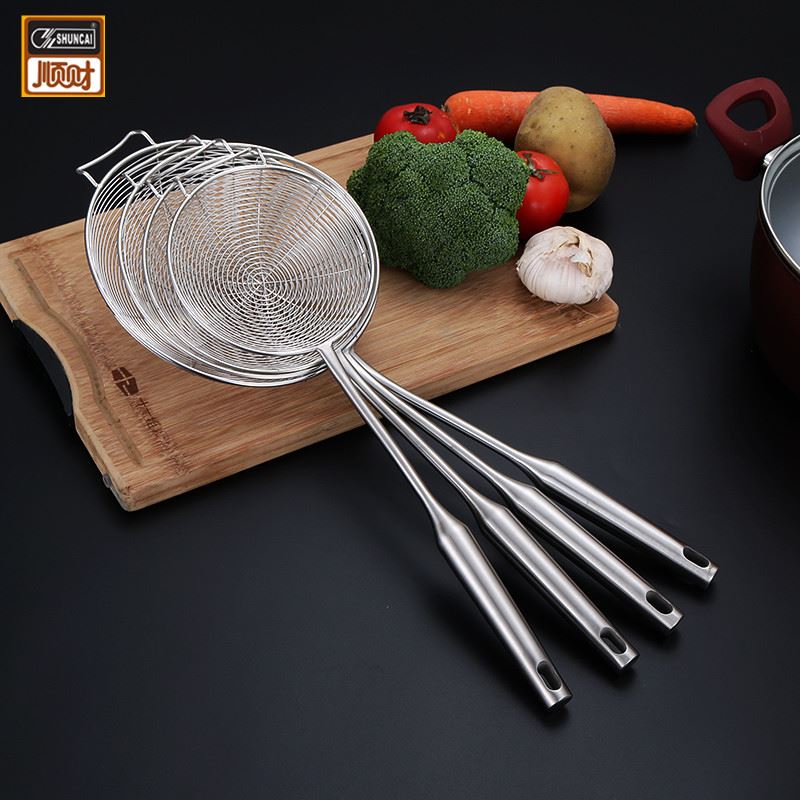 不锈钢线漏家用网捞勺厨房沥水密漏火锅漏空心柄网筛面漏线漏